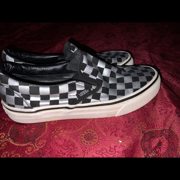 silver checkerboard vans